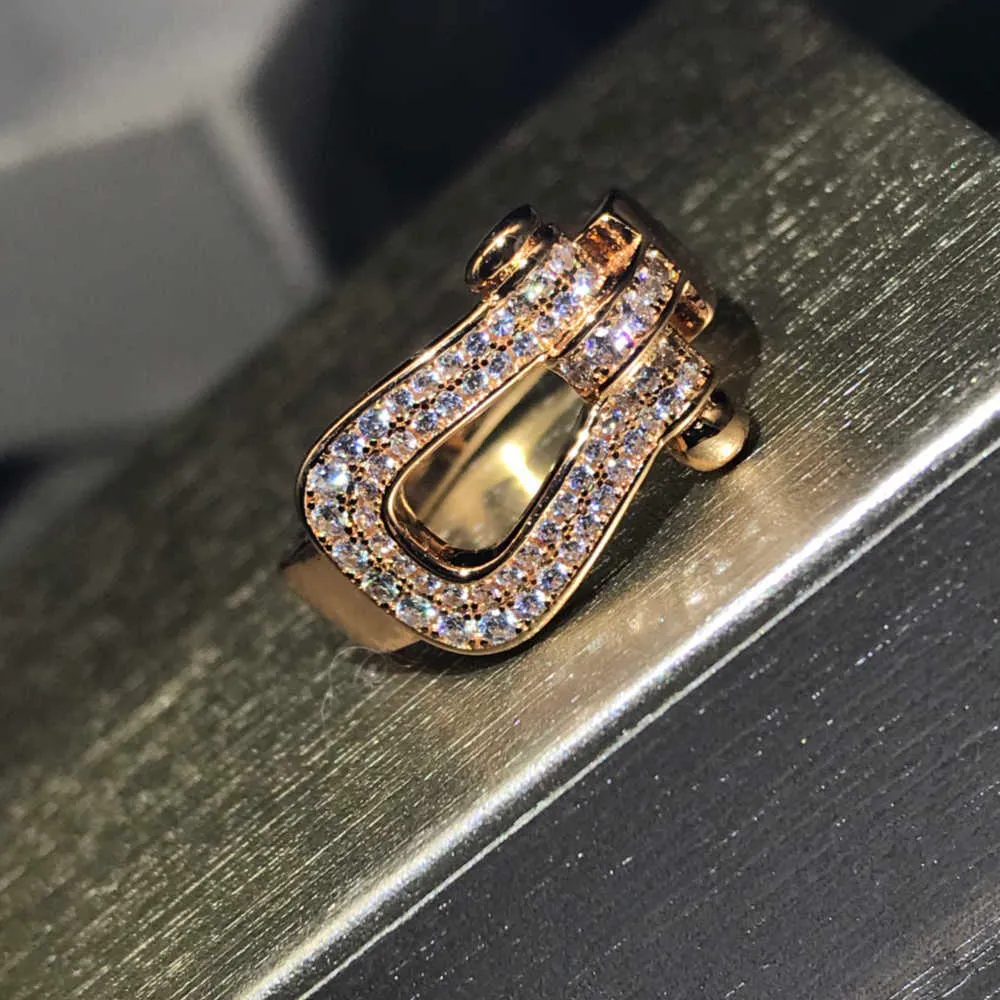 Роскошный ювелирный бренд, оригинальный дизайн, женское/мужское кольцо в форме подковы, трендовые кольца для пар из тонкого циркониевого сплава 2020 A05266078985