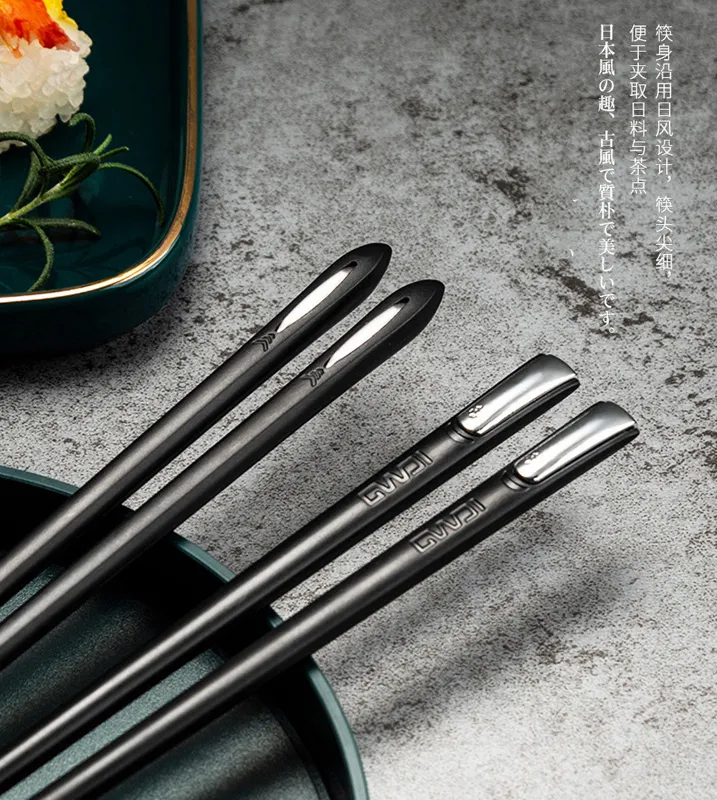 5 couples de baguettes à baguettes pointues couramment utilisées dans une utilisation à domicile et une boîte de Chopsticka454346428 du dîner noir de 243 mm