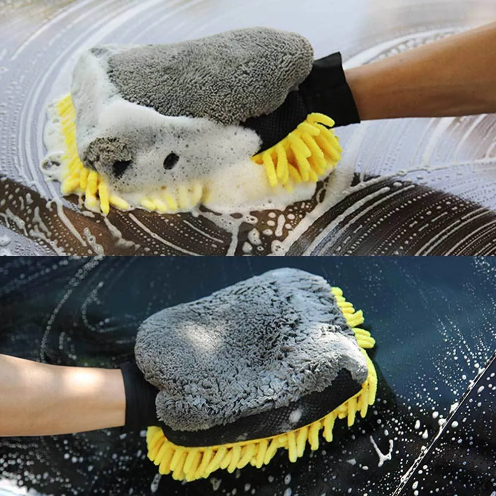 Gant de corail doux anti-rayures pour le lavage multifonction épais gant de nettoyage voiture cire détaillant brosse couleur aléatoire