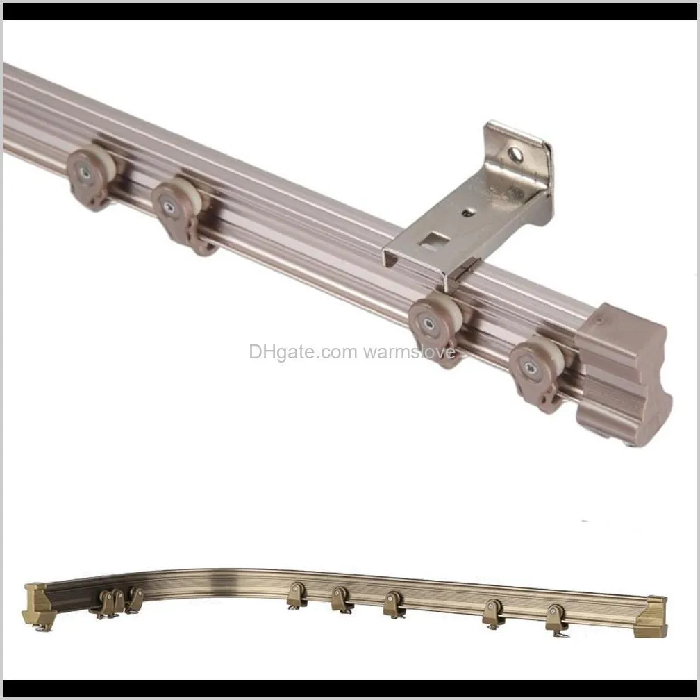 brown bendable aluminum window curtain rod flexible rail track poles