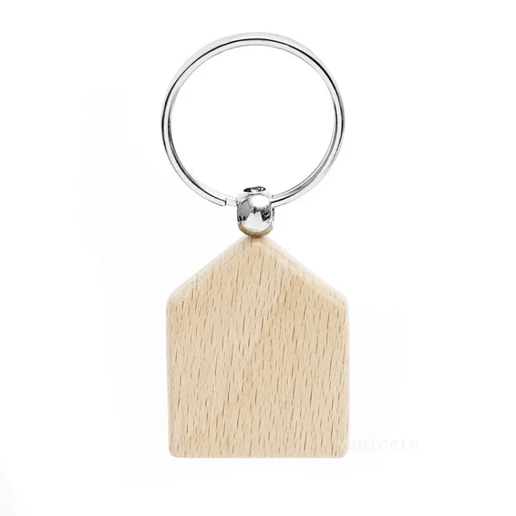 Beech Wood Keychain Party Favor Blank Personalized Customized Tag Lettering DIY Pendant Keychain Creative Birthday Gift T2I53259