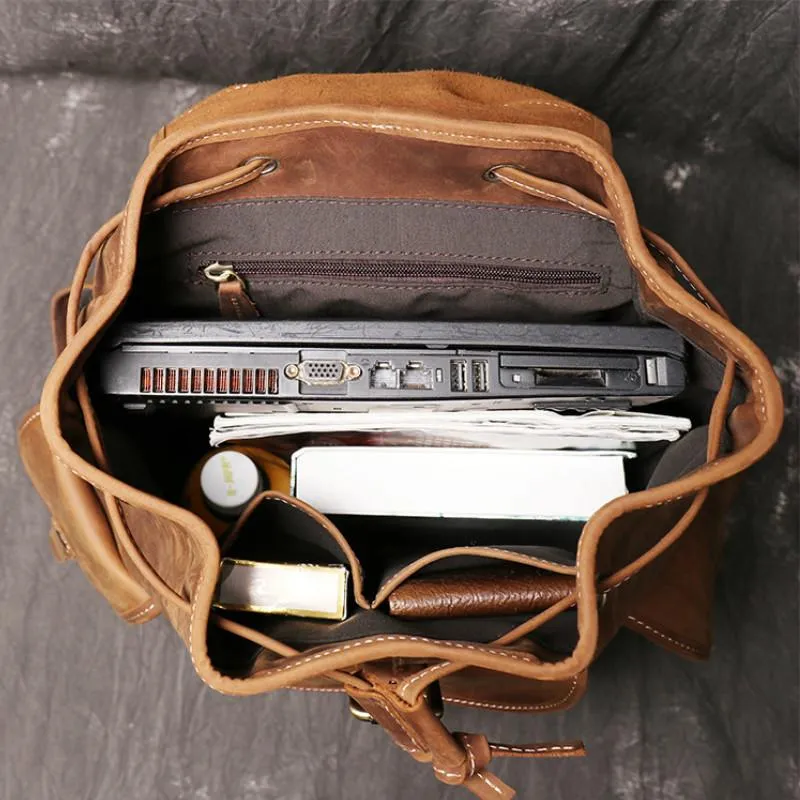 Sırt çantası erkek çanta gerçek deri sırt çantaları büyük kapasiteli seyahat dizüstü bilgisayar back paketi erkekler çılgın at sırt çantası bo322o için