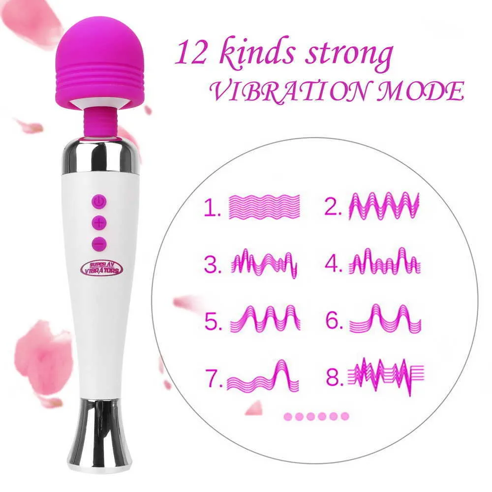 Massage Items upgrade 12 Speed Clitoris Stimulate AV Massager Vibrators Magic Wand USB Charging Sex Toys for Women Gspot4705489