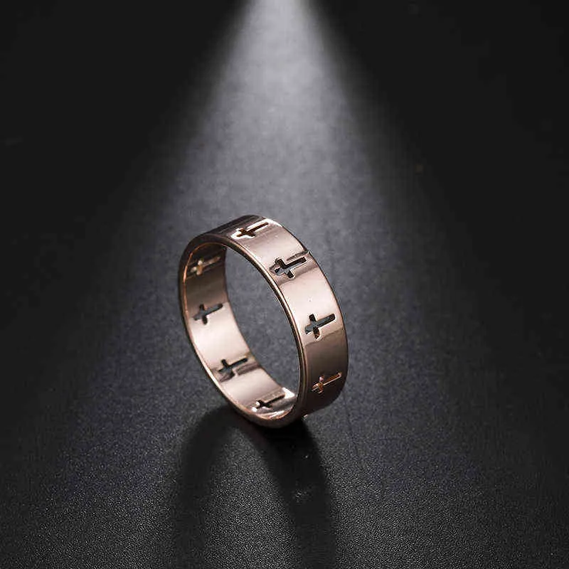 Paar ringen simpele vinger decor ring geschenk religie sieraden vrouwen sieraden holle creatieve kruis roestvrij stalen gift mannen vrouwen G1125