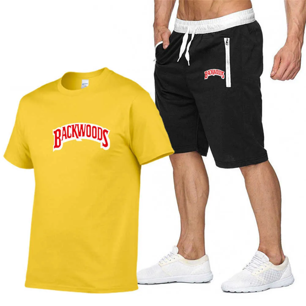 Męskie Zestawy sportowe Drukowanie Drukowanie Moda T Shirt Spodenki Garnitur Bawełniany Hip Hop Streetwear Casual Dres Letnia Odzież Y0831