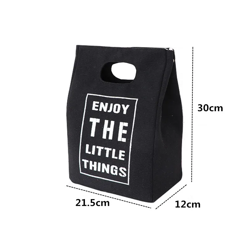 Purdored thermische lunchbox tas eenvoudige stijl canvas eten verse bento zak picknick drink koude isolatie organisator y200429