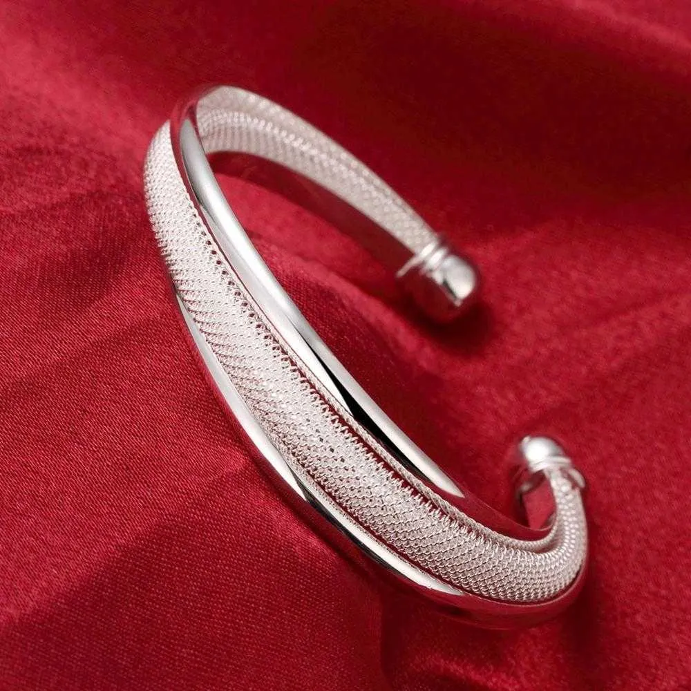 Zemior Armbänder für Frauen, abgeschrägte geometrische Öffnung, Kupfer-Armband, versilbert, weiblicher Modeschmuck, Muttertagsgeschenk, Q0719