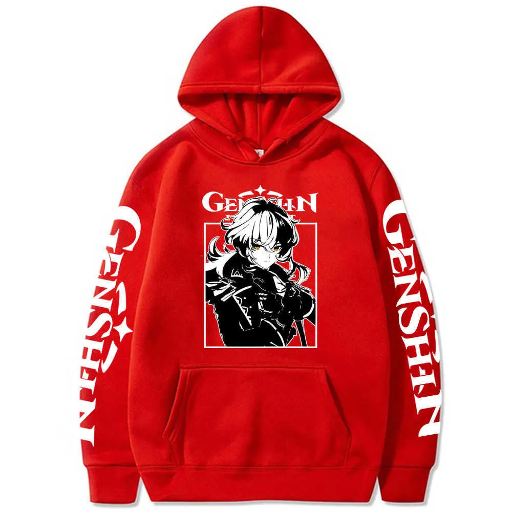 Hot Game Genshin Impact Hoodie pour Hommes Femmes Manches Longues Anime Manga Diluc Pull Tops Cadeau Y0901