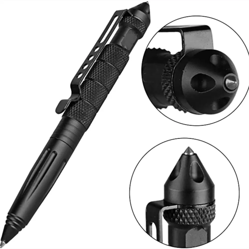 Self Defense Ring Black Keychain For Women Portachiavi Donna Alarm Tactical Pen Personal Defence Key Chain Set Girls Gifts Armas285M