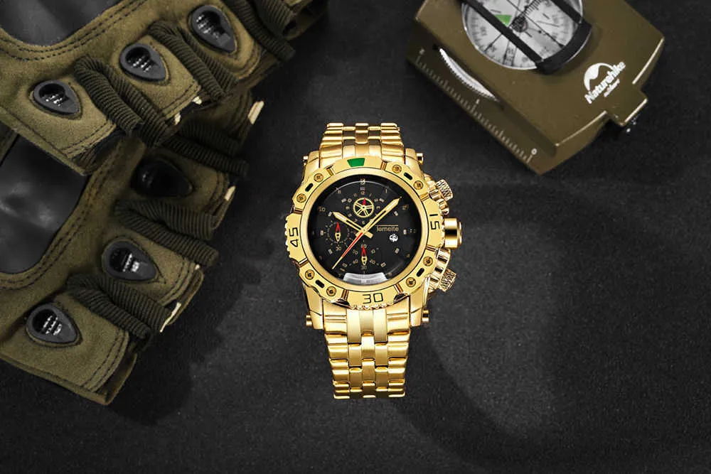 TEMEITE 2019 Top Marque De Luxe D'affaires Or Quartz Montre Homme Horloge Grande Taille Hommes Montres Militaire Montre-Bracelet relogio masculino X0625