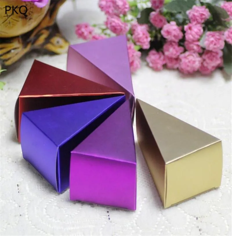 Gift Wrap Creative Cardboard Paper Cake Box Triangle Craft Wrapping DIY Handmade Decoration Carton For Wedding Supply287O