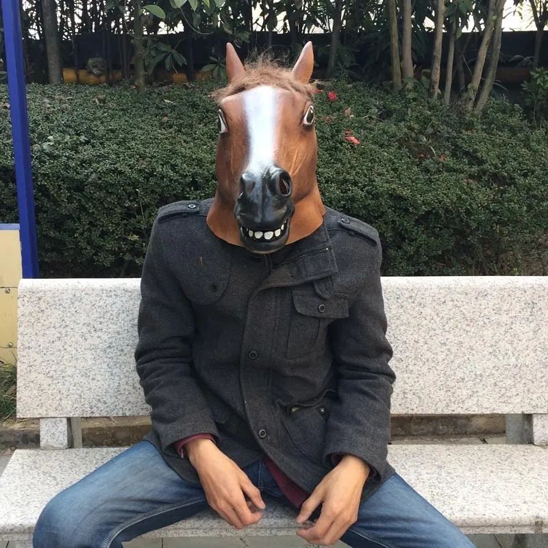 Ужасная маска для шарика лошади головы маска косплей Хэллоуин шоу игрушка латексная лошадь голова головы животных T200703