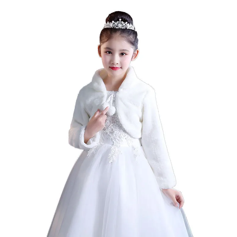 2021 bébé fille manteaux sans robe enfants fausse fourrure chaud veste courte pour la fête de mariage filles formelles boléro bambin fille vêtements d'extérieur