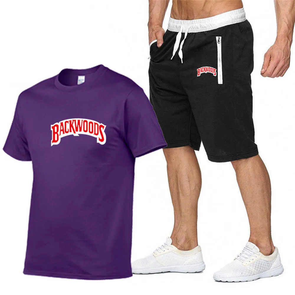 Męskie Zestawy sportowe Drukowanie Drukowanie Moda T Shirt Spodenki Garnitur Bawełniany Hip Hop Streetwear Casual Dres Letnia Odzież Y0831