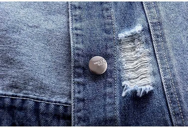 5XL grande taille sans manches femmes gilet été Denim gilet mode décontracté court jean veste perlée trous mince manteau 210819