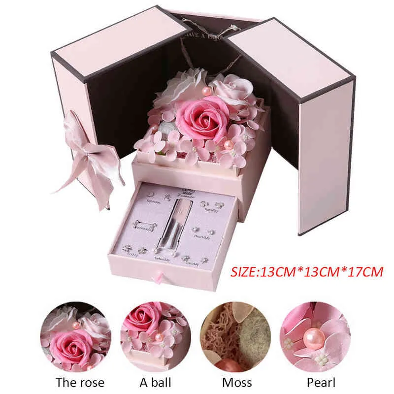 Caja de regalo con cajón Día de San Valentín Chica Cumpleaños Regalos de Navidad Jabón romántico Flor Joyas Cajas de embalaje Recuerdos de boda H1231