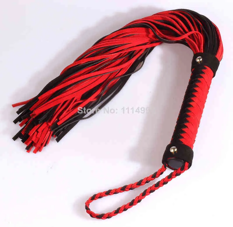 NXY Jouets pour adultes 2 en 1 fessée 60cm + 30cm flogger en cuir suédé, fouet de cheval d'arrimage fait à la main, flirter en cuir sexy lash Knout sex toys 1202