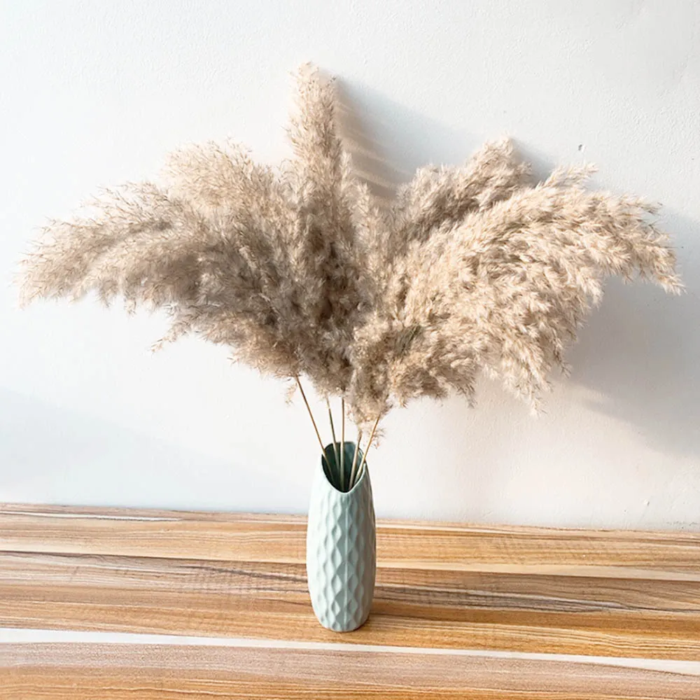 Pampas grama macio seco Natural Reed flores bouquets contém vaso de plástico colorido decoração de casamento em casa