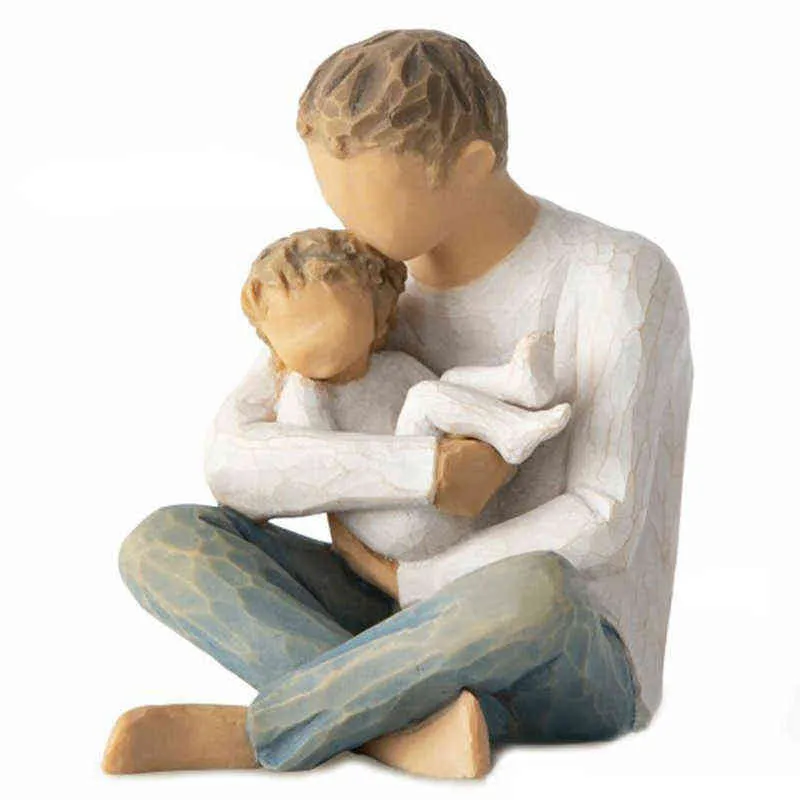 Mamma och son Figurin Hemprydnad Minimalistiska harts Hantverk pappa och barn sklupade dekor TABLANDT JULFRÅGA FÖR FAMILJ G09246M