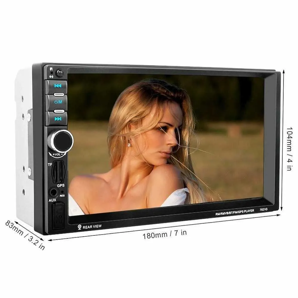 7 '' 2 DIN CAR Емкостный MP5 Player GPS Bluetooth Радио Полный контроллер Функции USB Port / TF-карточный слот + AUX вход + вид сзади