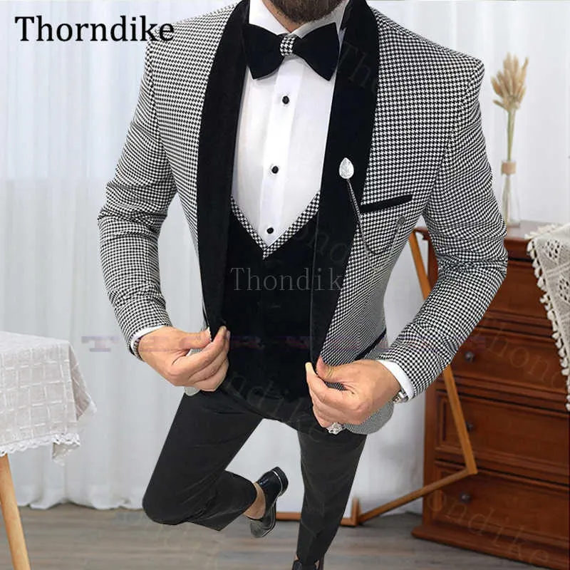 Gwenhwyfar Custom Made Black Szal Kapel Garnitur Ślubny dla mężczyzn, Trzy kawałki Party Prom Terno, Jesień Zima Eleganckie Groom Tuxedos X0909