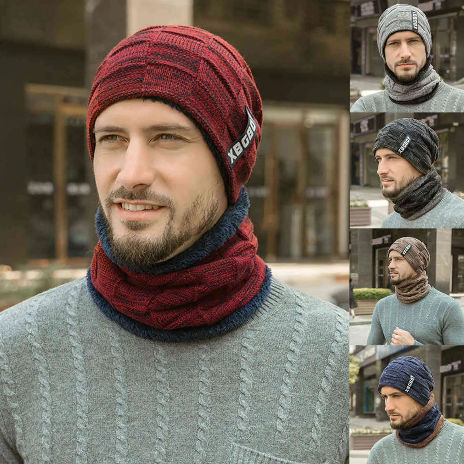 Homens de inverno chapéu de malha headgear bib bonés além de veludo grosso chapéu de lã outono e inverno chapéu chapéu czapka zimowa sombrero mujer y21111