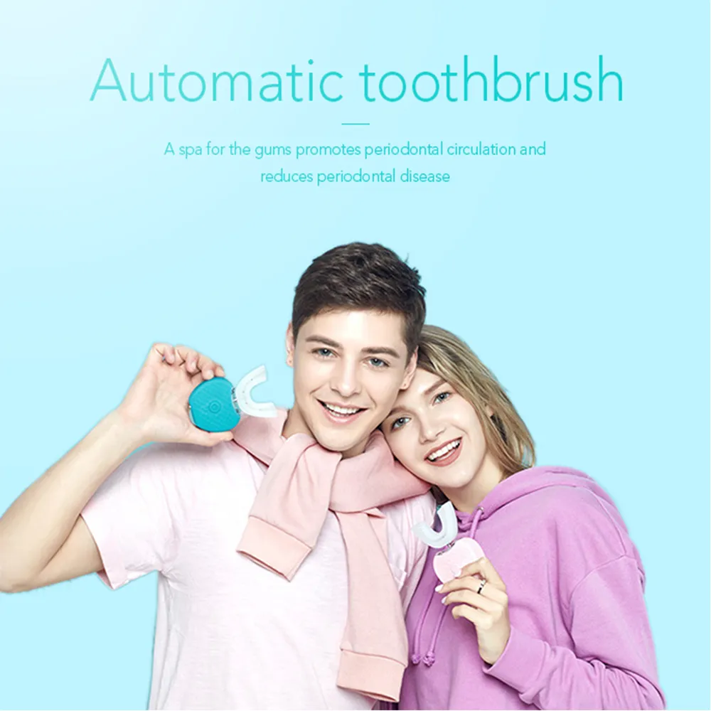 U سونيك فرشاة الأسنان الإلكترونية 360 فرشاة الأسنان التلقائي مع معجون الأسنان الرغوة السائل U- نوع سيليكون رئيس للبالغين