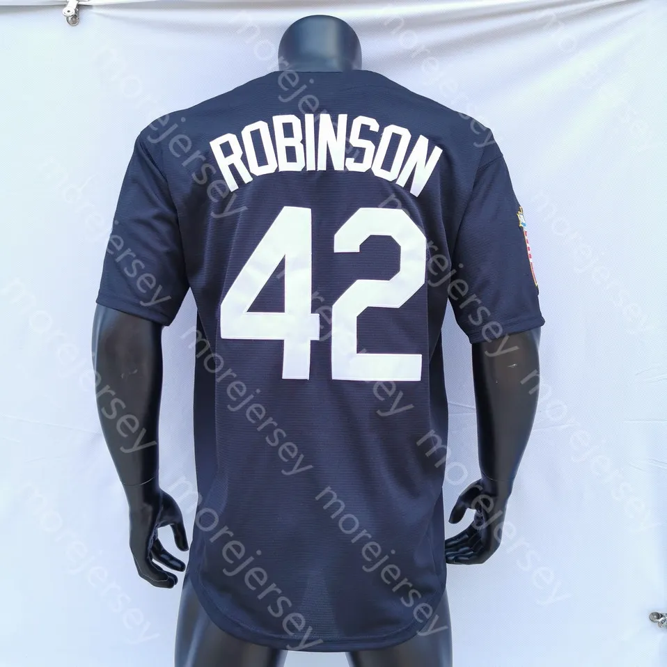 Camisas de beisebol Jackie Robinson Jersey 1955 Creme Cinza Branco Preto Azul Moda Cinza Salute to Service Hall Of Fame Patch