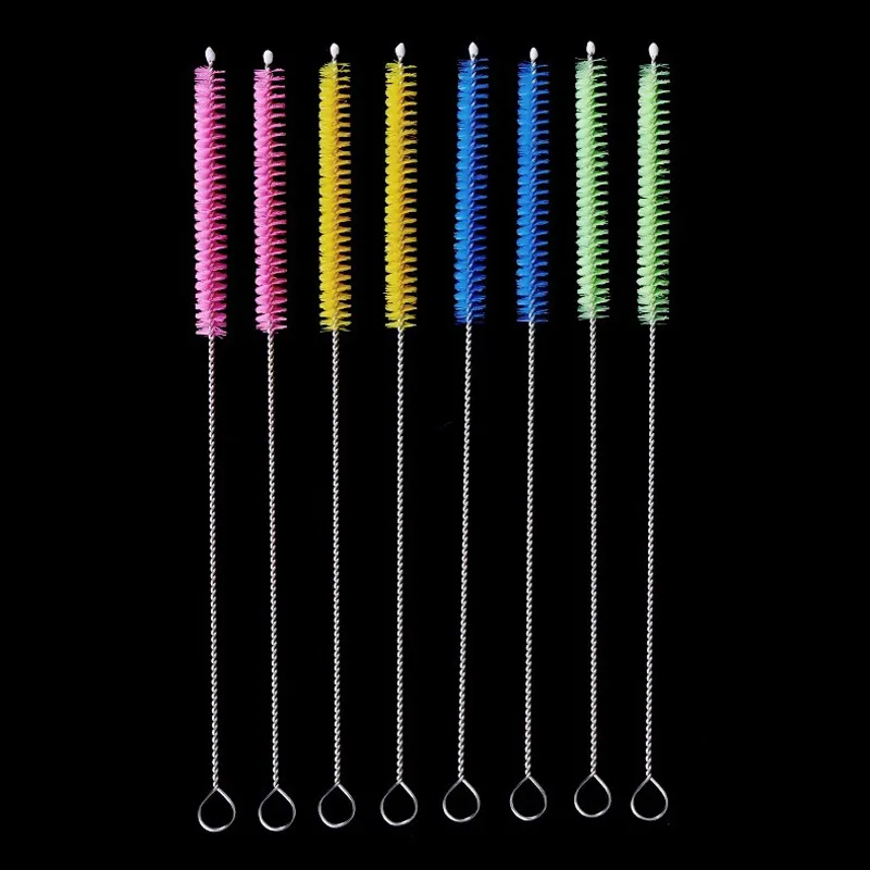 1000 pièces 4 couleurs paille brosse de nettoyage réutilisable écologique en acier inoxydable paille à boire nettoyant brosse doux cheveux outil de nettoyage