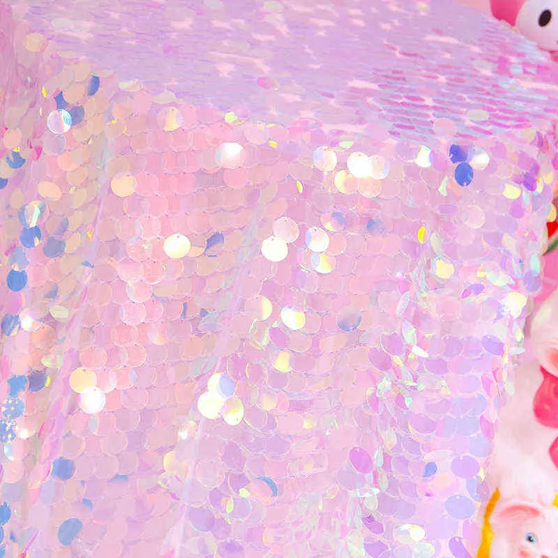 Rosa imitación sirena escala soñador redondo lentejuelas mantel Fondo tela láser brillante tiro decorativo 211103
