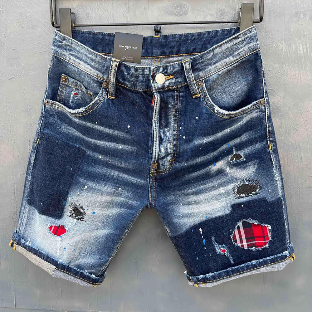 DSQSABCD 2 Estate DSQ Brand Brand Italy D2 Uomo Denim Pantaloni Zipper Slim Blue Hole Shorts Jeans uomo