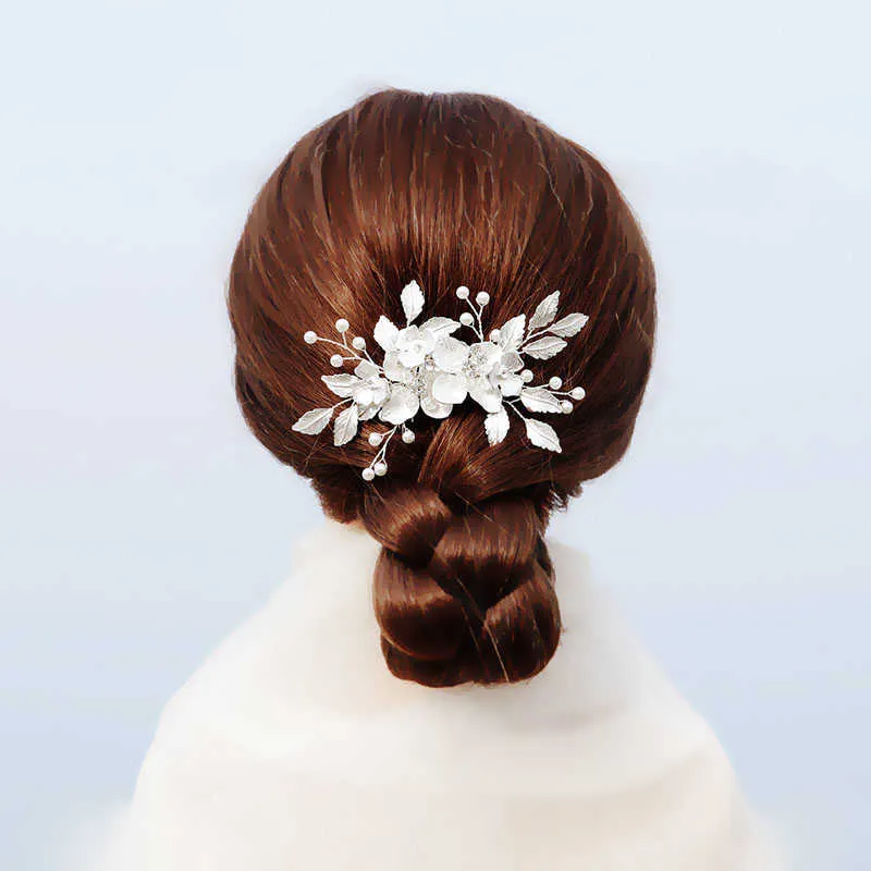SLBRIDAL fait à la main s cristal fleur mariage peigne à cheveux coiffure de mariée accessoire demoiselles d'honneur bijoux 210616
