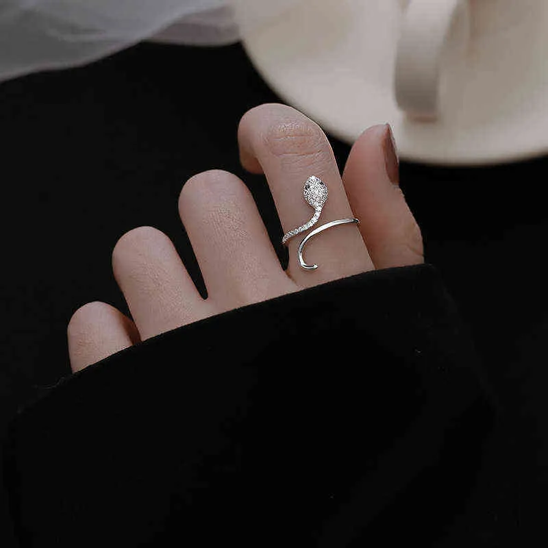 Zilveren mode schattige dieren slang opening ring voor vrouwen bruiloft partij fijne sieraden voor vrouw G1125