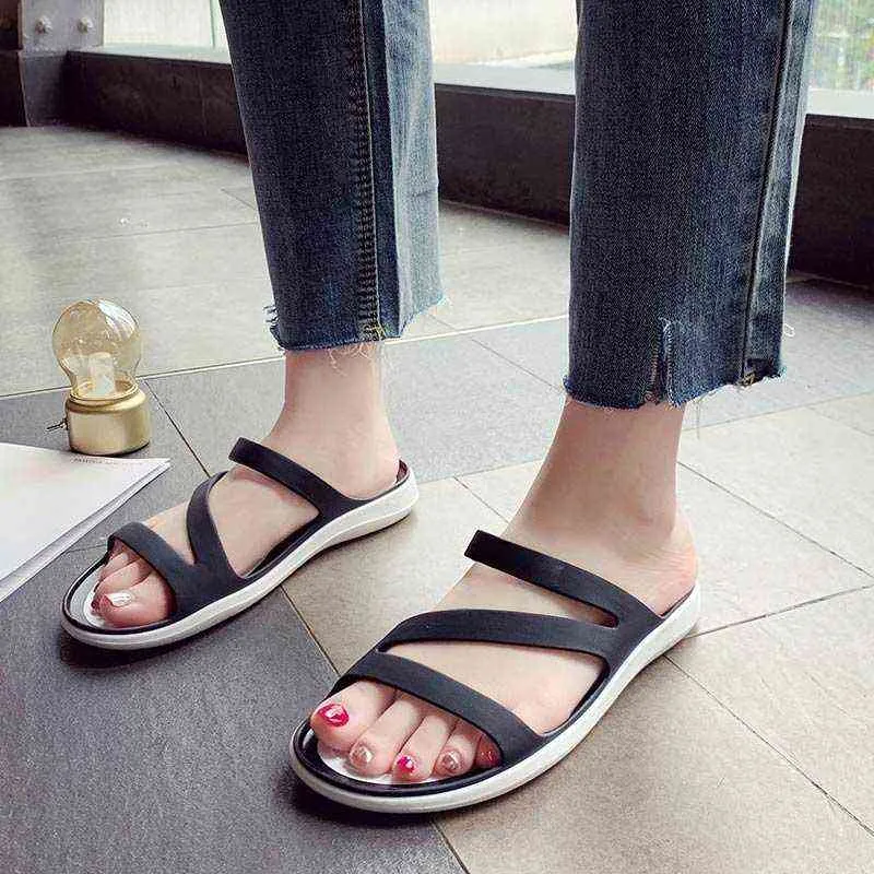 Été appartements sandales femmes chaussures 2022 gelée chaussures de plage femmes sandales confortables chaussures décontractées femme pantoufles Chaussures Femme Y220209