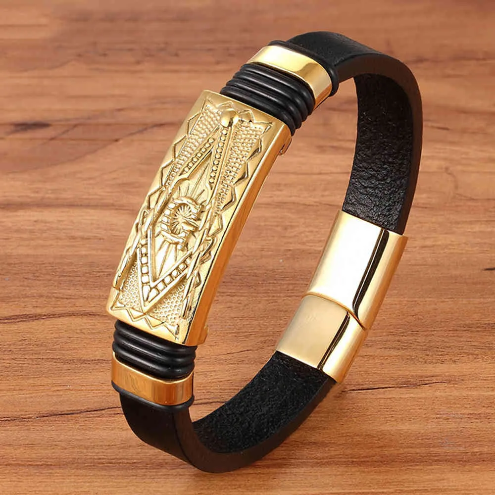 Männer Edelstahl Scorpion/Schild Charme Buddha Armband Mode Echtes Lederschmuck Accessoires Geburtstag Geschenk