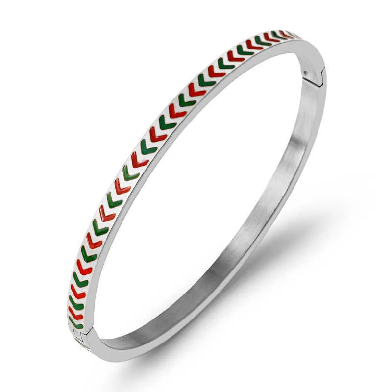 Fashion Red-green Arrow Bracelets Bangles for Women Ladies Girls Stainless Steel Cuff Bangle Jewelry Trendy Bracelet Gifts Q0717