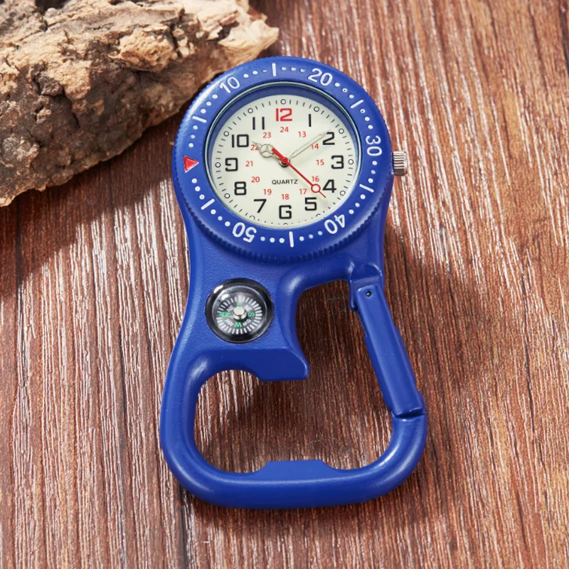 Horloge de Sport extérieure lumineuse mousqueton à clipser montre de poche infirmière montre ouvre-bouteille multifonction pour les médecins Chefs