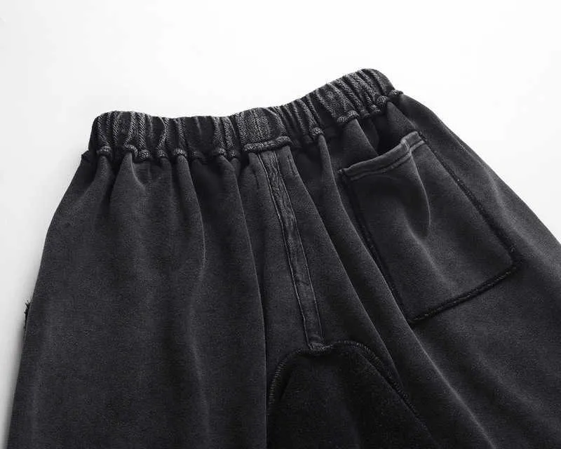 Shorts pour hommes High street ins shorts délavés pour l'industrie lourde avec coutures de poche décontractées