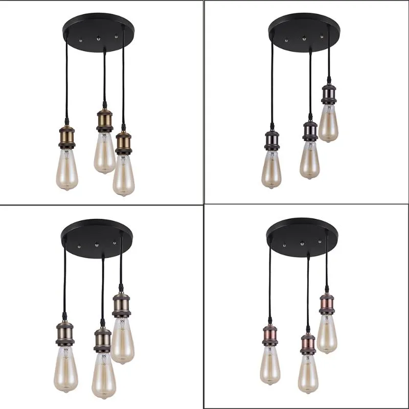 Luzes de teto E27 soquete vintage lâmpada led ouro prata preto habitação lustre pendurado iluminação casa decor226e