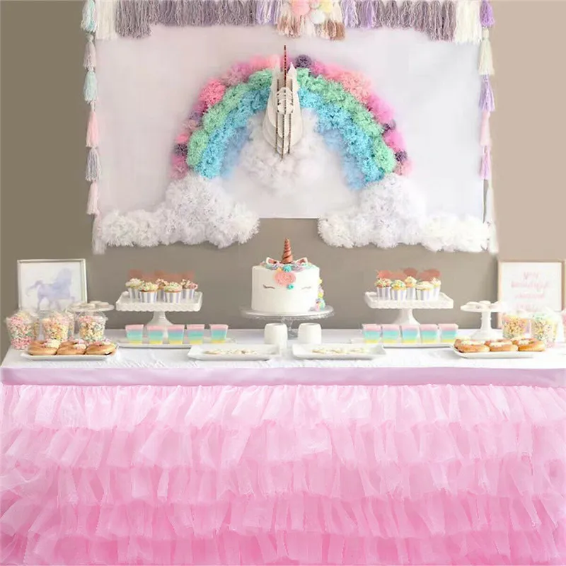 Tulle Table Cover Fashion Multi Layers Lace Table Skirts Festival Tableware Wedding Party Xmas Birthday Decorations 201007