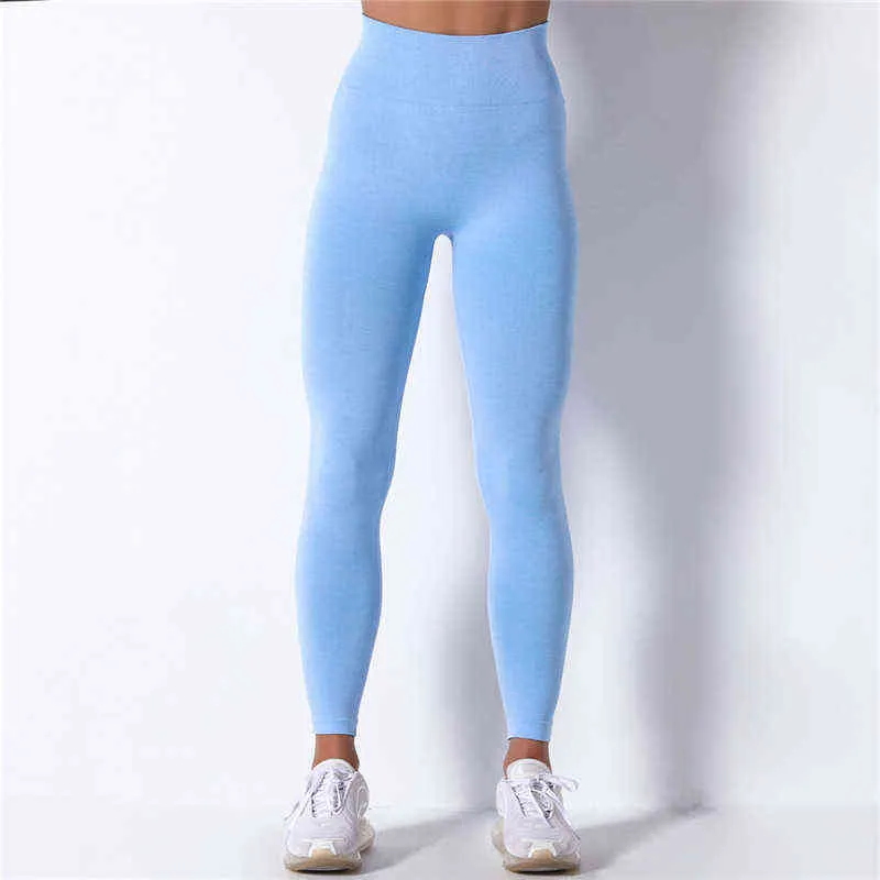 Nessaj 20% Spandex Legging sans couture Sports Fitness Vêtements Scrunch Butt Leggings Gym Taille Haute Pantalon Booty Workout Pantalon 211204