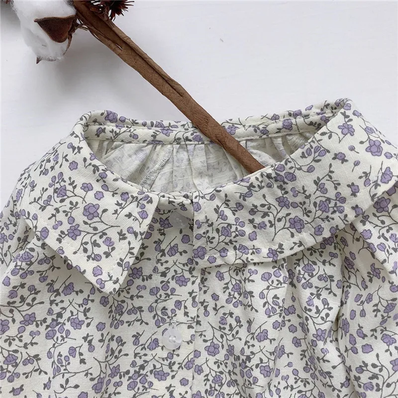MILANCEL abbigliamento bambini floreale camicetta neonate colletto del peter pan camicia bambina a maniche lunghe top bambina 210306