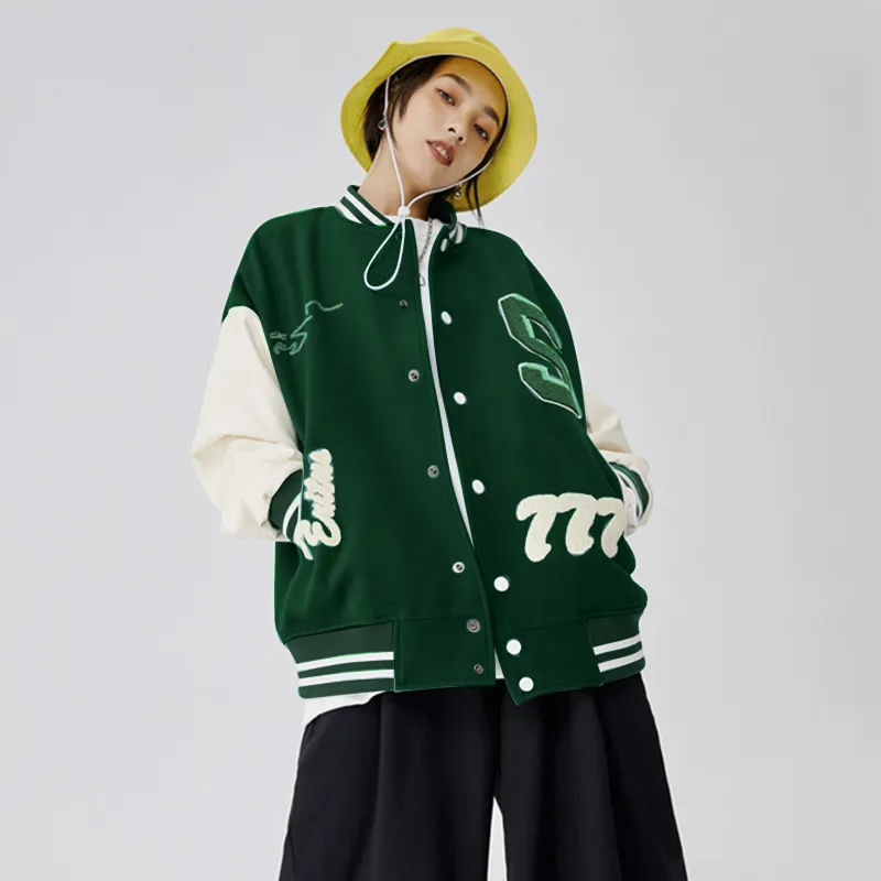 Mujeres moda ropa tendencias streetwear estilo pu cuero costura bordado uniforme de béisbol chaqueta femenina chaqueta bomber 220217