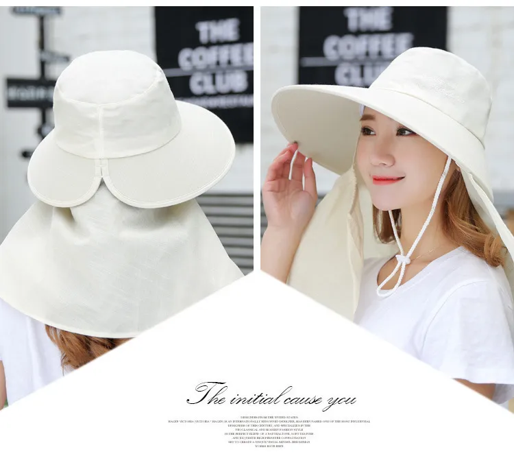 Sombrero de visera de verano con cabezas grandes Sombrero de playa de ala ancha Omnibearing UV Gorras femeninas Cara Cuello Protección Sombreros para el sol para mujeres Y0223