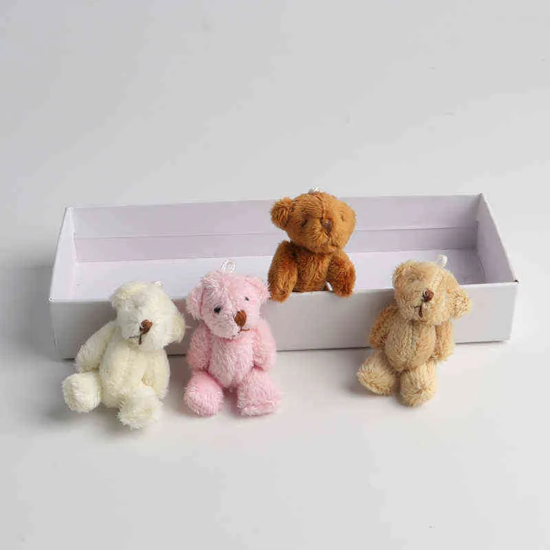 10 teil/satz 6,0 cm Gefüllte Teddybär DIY mini Joint plüsch bären Hochzeit box spielzeug puppe Kleidungsstück Haar Zubehör y211119