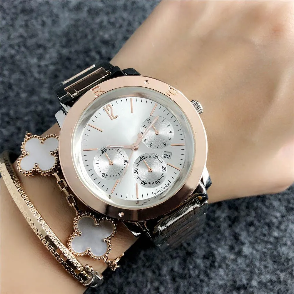 Orologi di marca di moda Donna Donna Ragazza 3 Quadranti Stile Metallo Cinturino in acciaio Orologio da polso al quarzo regalo popolare affascinante designer piuttosto durevole