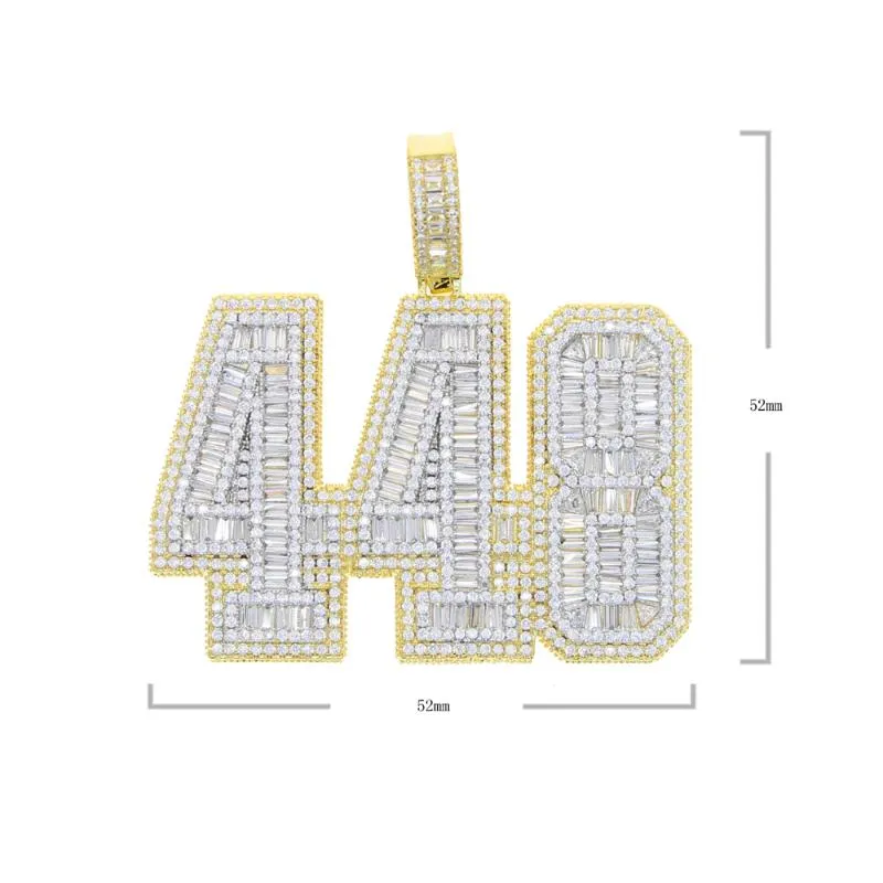 Chains Iced Out Big Large Number 448 Charm Pendant With Full White 5A Cz Paved Long Rope Chain Necklace For Men Friend Hip Hop Jew194n