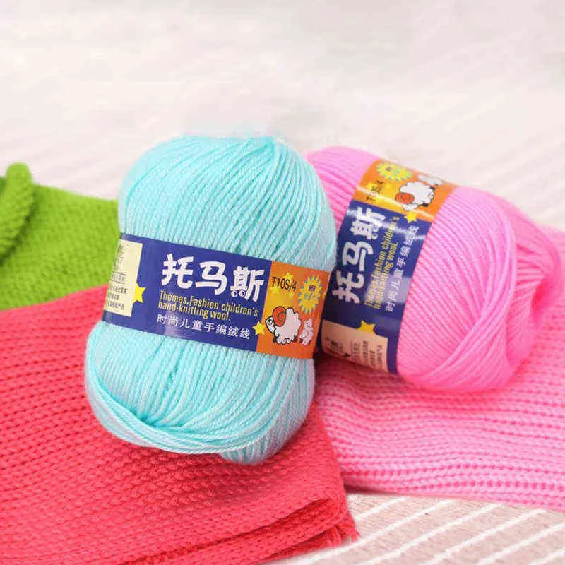 50g / balle 135m fil à tricoter pas cher Chine Crochet bio bébé fils de laine écheveau colorant écologique de haute qualité Y211129