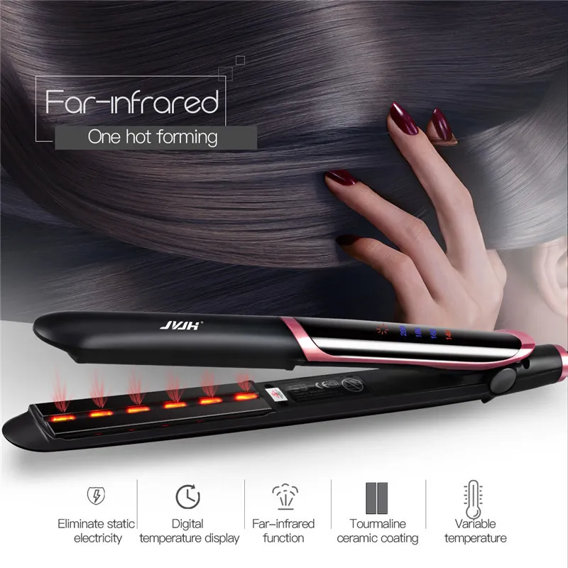 Professional Straightener Electric Fast Heating Curler Flat Iron Negative Ion Portable Hair Straightening LED Display