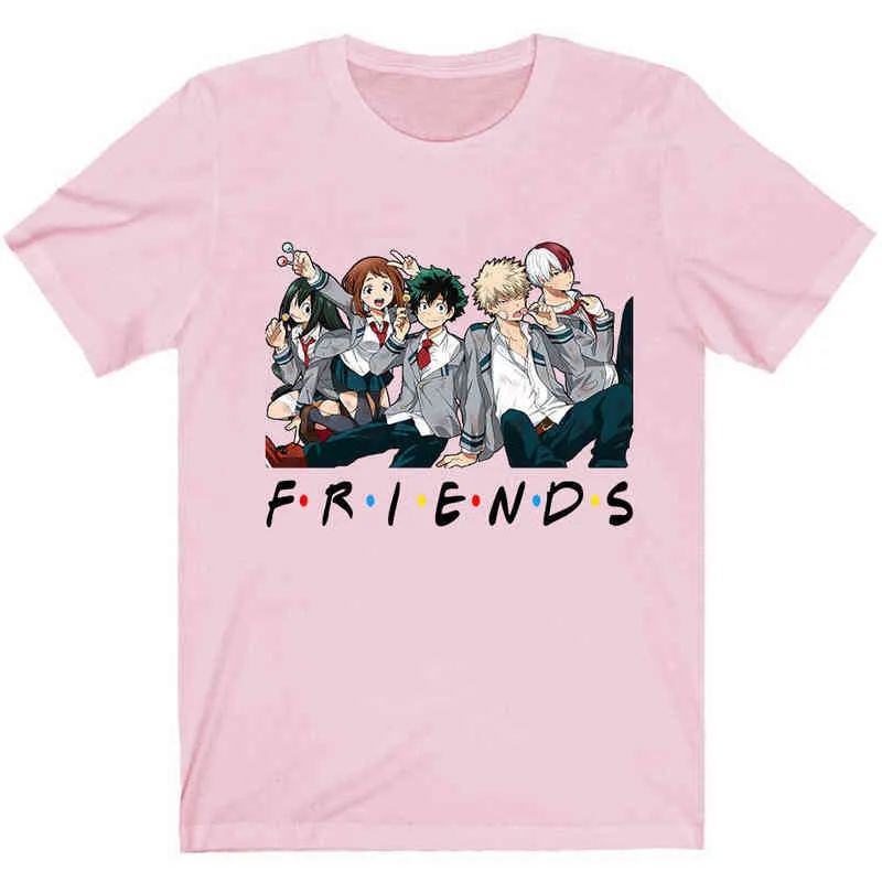 Japansk Anime Boku No Hero Academia Vänner T-tröja Kvinnor T-shirt G220228